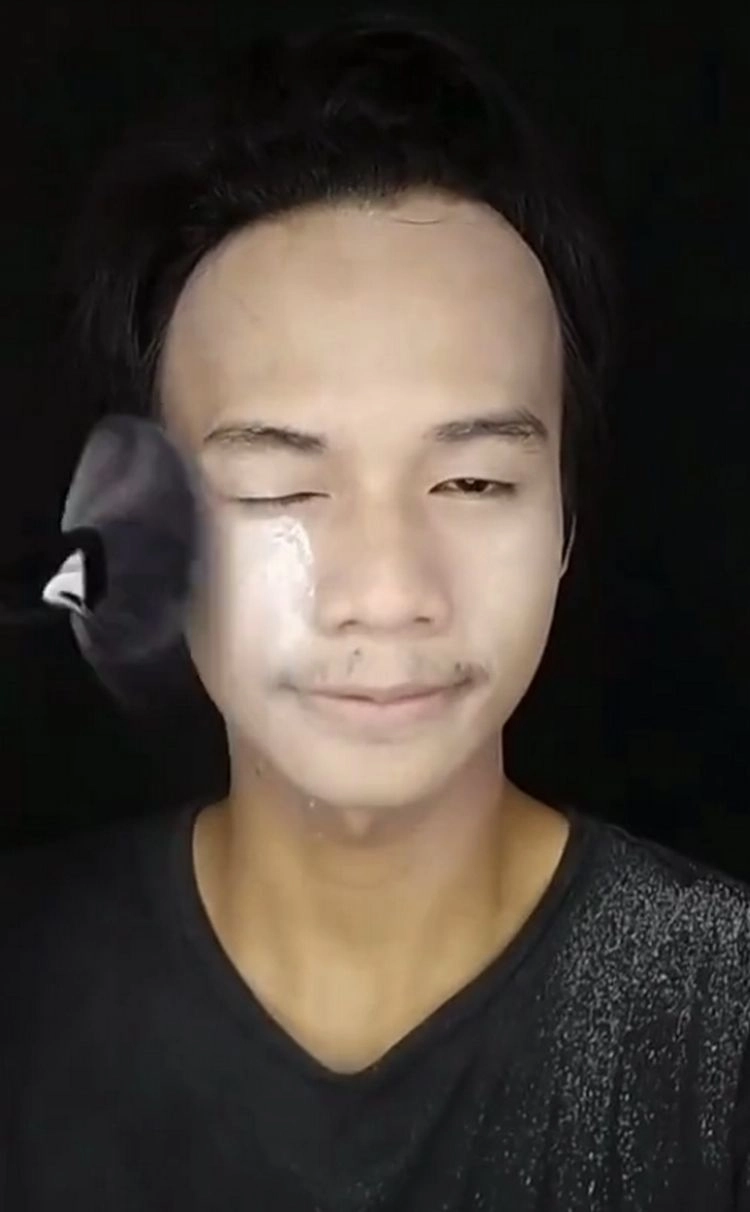 nach der Grundierung ein bisschen Fixierpuder auftragen