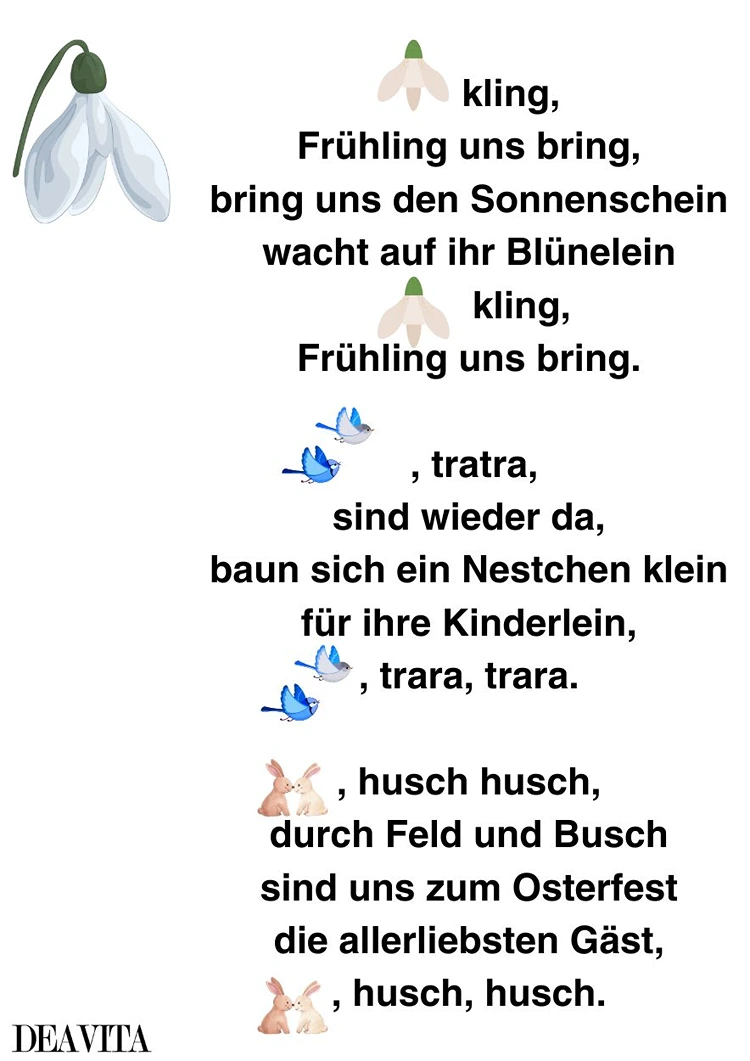 schneeglöckchen gedicht kinder mit bildern