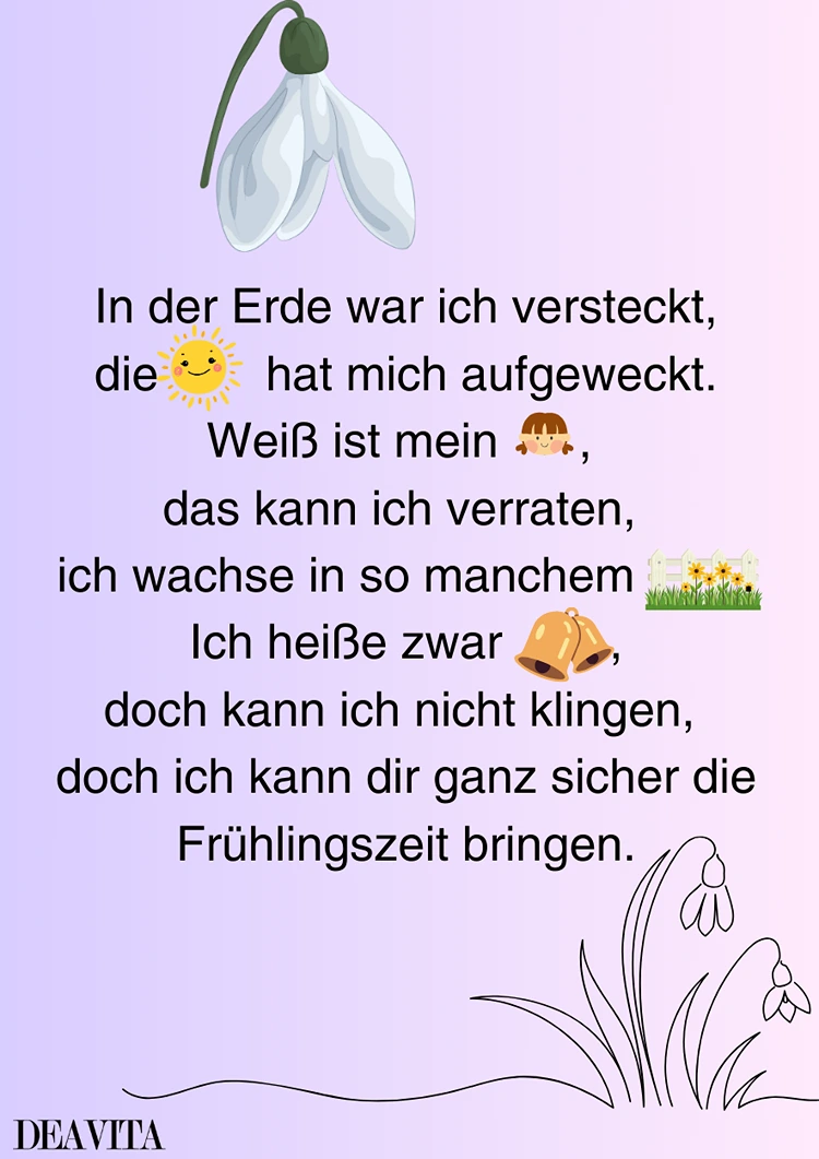 schneeglöckchen gedicht rätsel für kinder