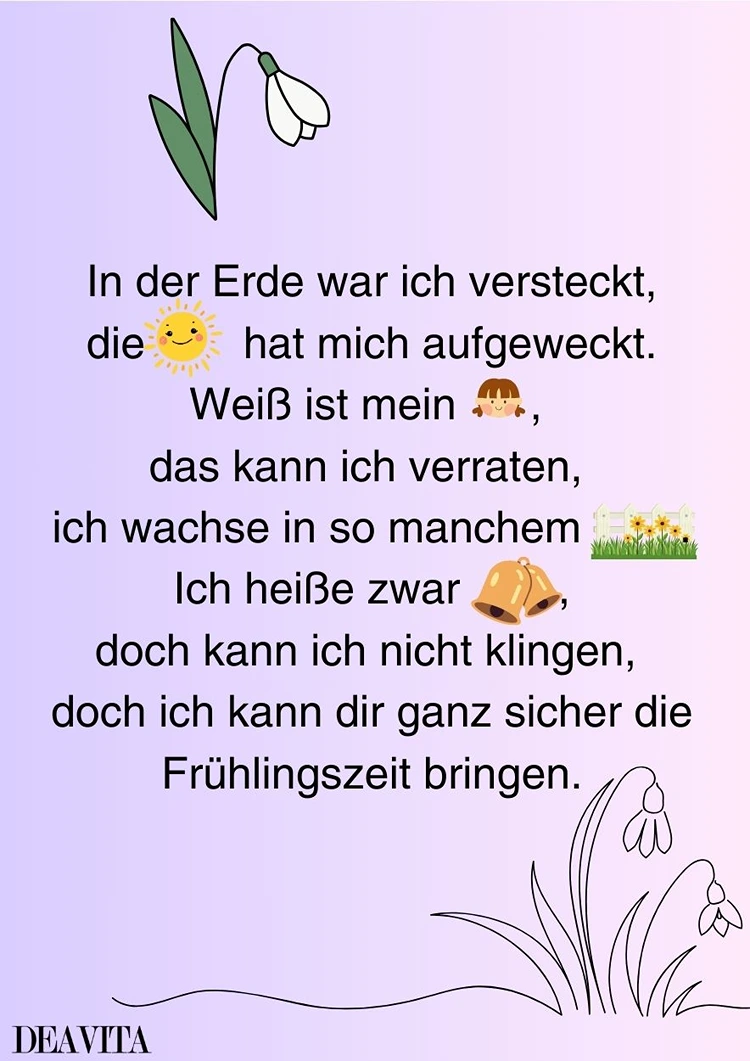 schneeglöckchen gedicht rätsel für kinder