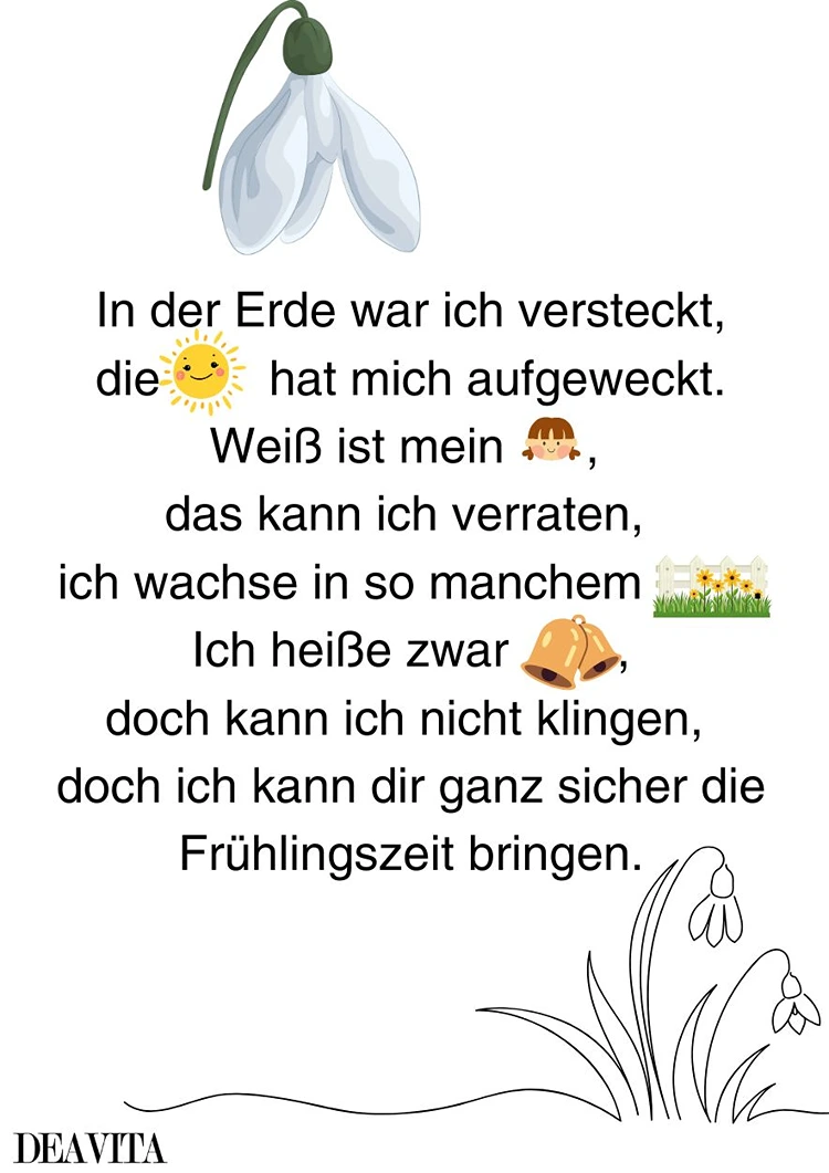 schneeglöckchen gedicht rätsel für kinder