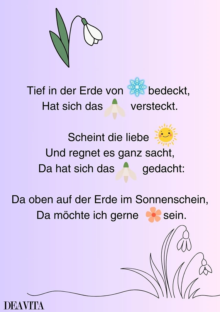 schneeglöckchen gedichte wörter durch bilder ersetzt