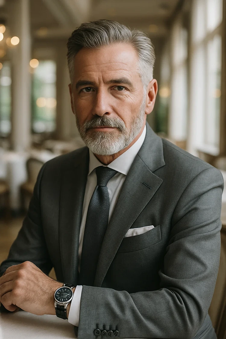 fade cut mit bart für männer ab 50