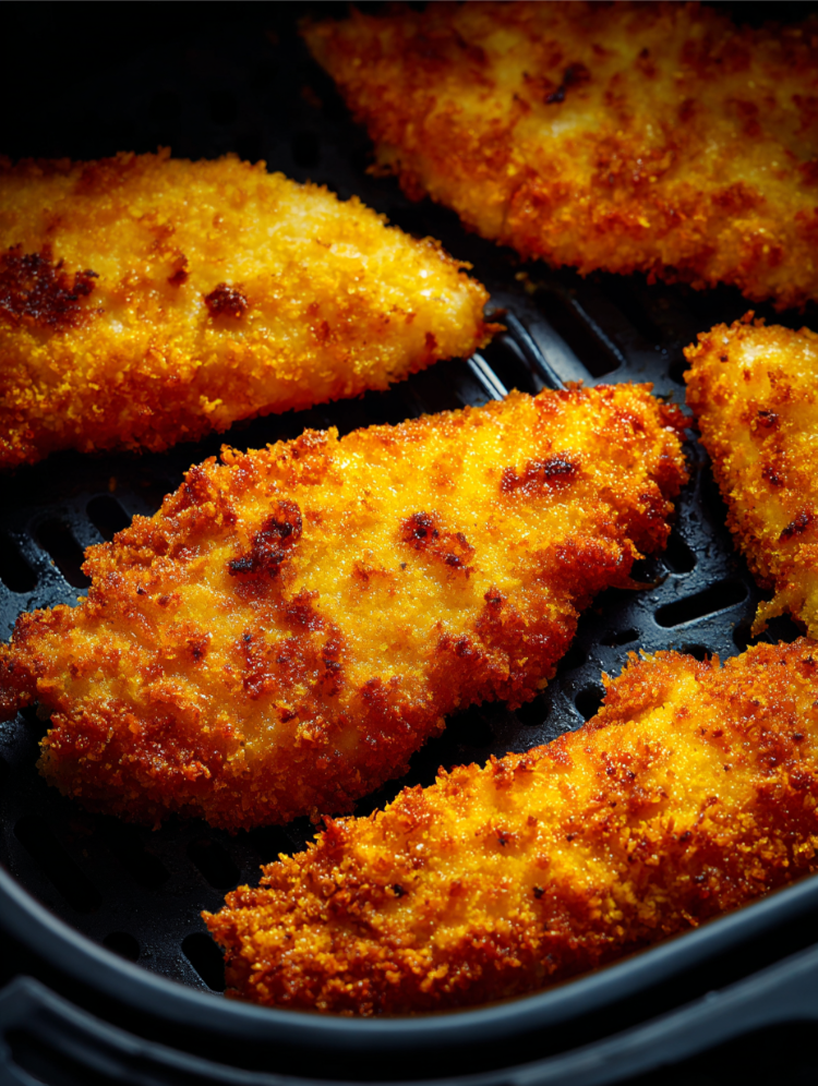 panierter tiefkühlfisch in der heißluftfritteuse