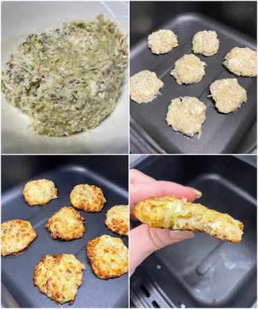 zucchinipuffer mit feta und haferflocken im airfryer zubereiten