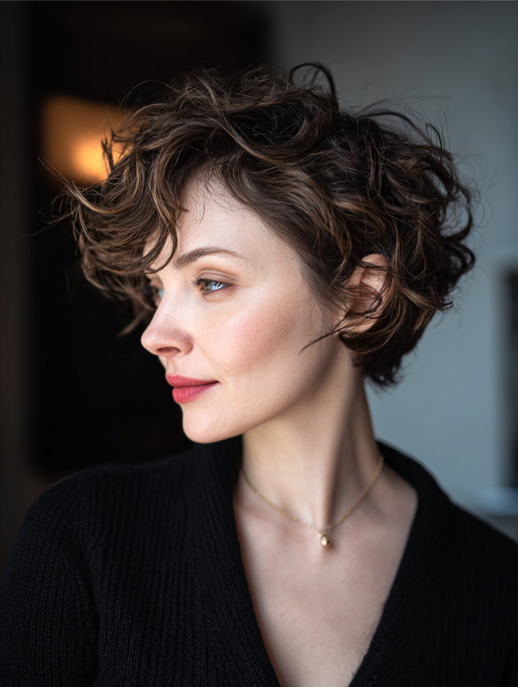 bixie schnitt für kurzes lockiges haar