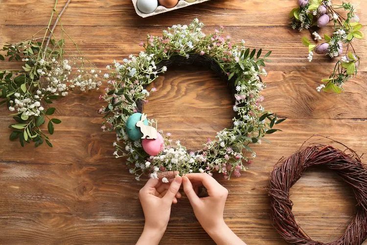 blumenkranz zu ostern dekorieren