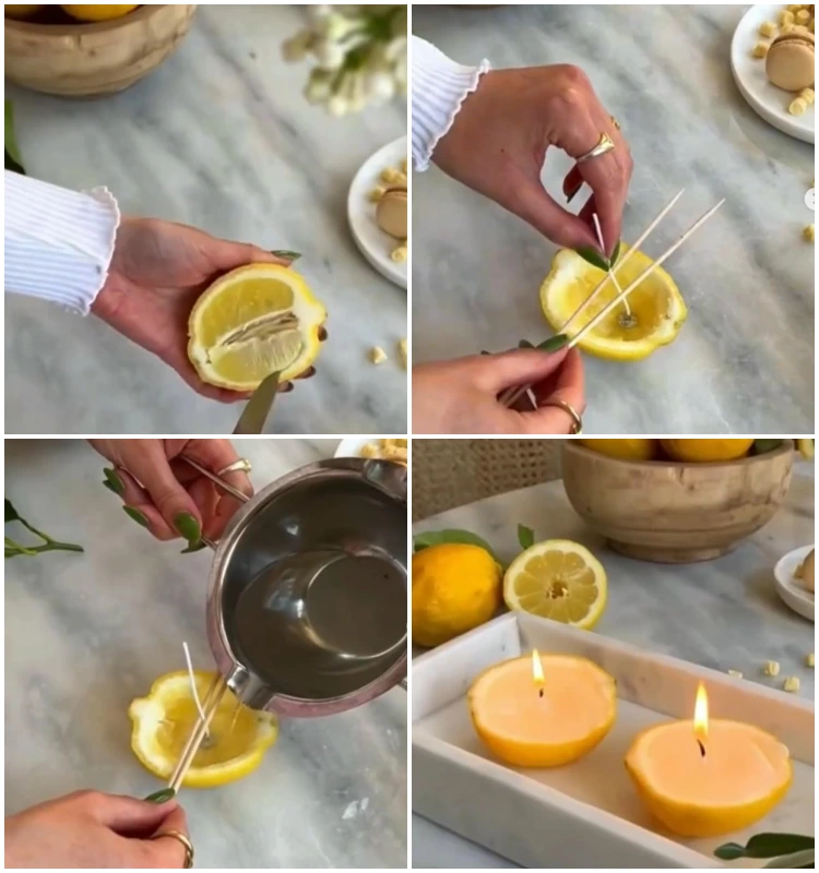 duftkerzen aus zitronenschalen selber machen anleitung