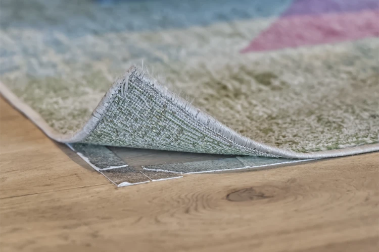 eine nahaufnahme einer ecke eines teppichs, der angehoben wurde