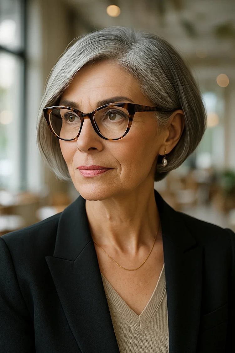 frisuren hinterkopf angeschnitten mit brille bob