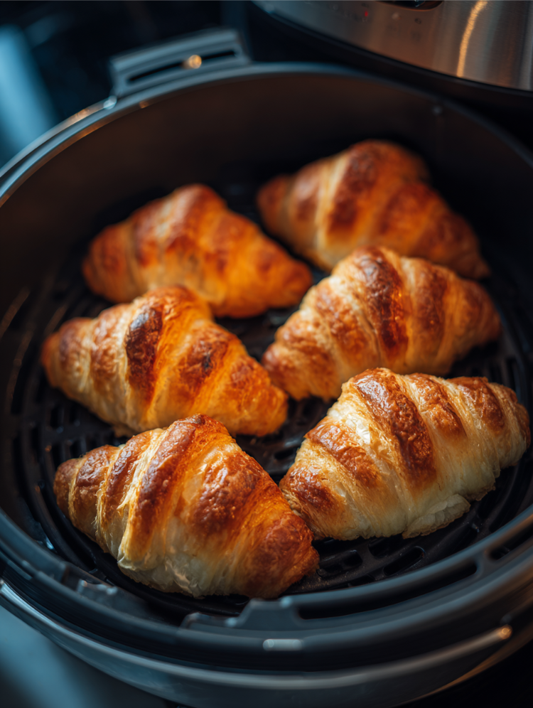kleine tk croissants, frisch gebacken in der heißluftfritteuse