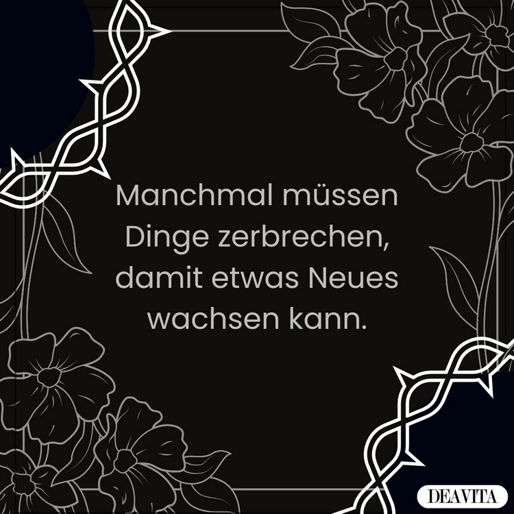 Manchmal müssen Dinge zerbrechen, damit Neues wachsen kann