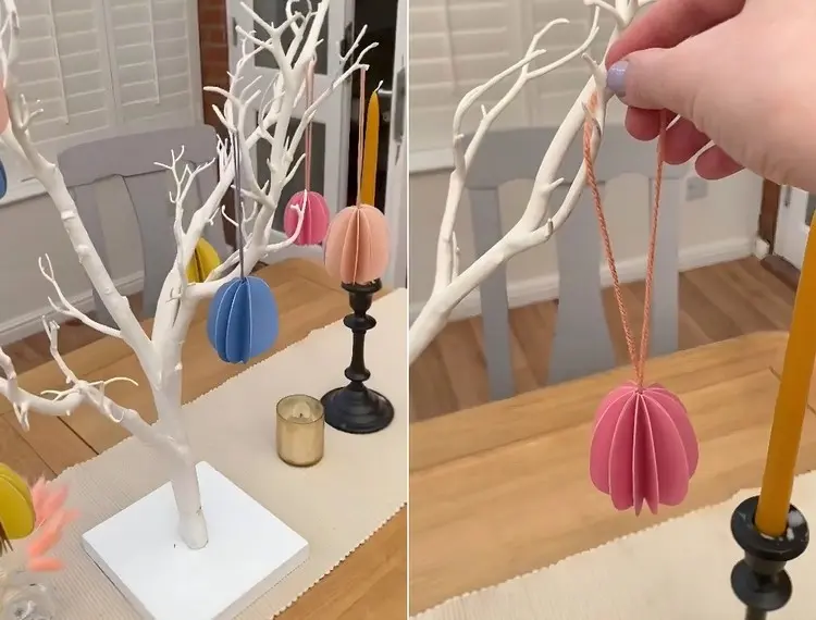 Schöner Osterstrauß mit bunten Papier-Ostereiern