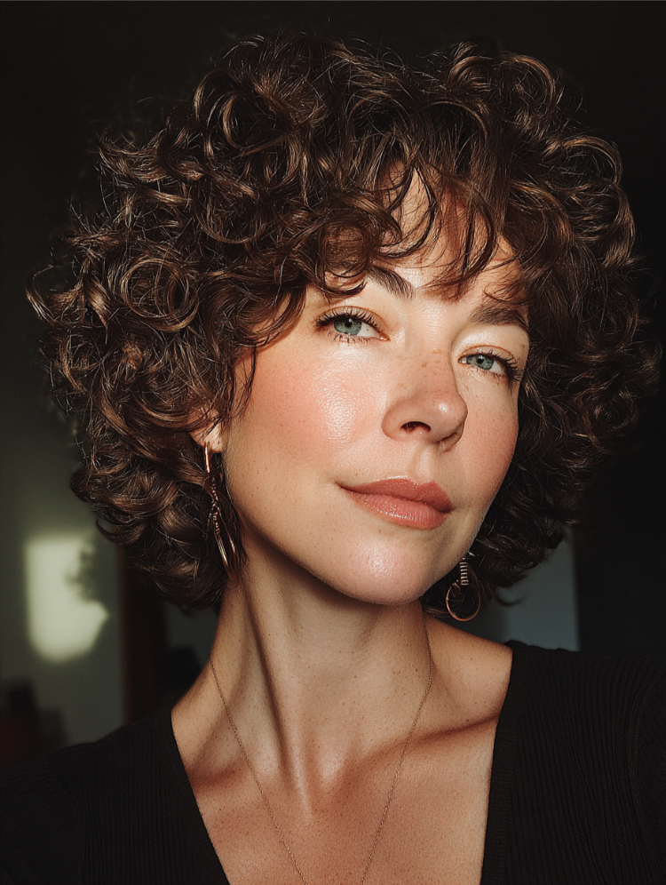 shag schnitt für kurzes lockiges haar