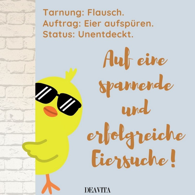 Spionage-Küken auf der Suche nach den Ostereiern