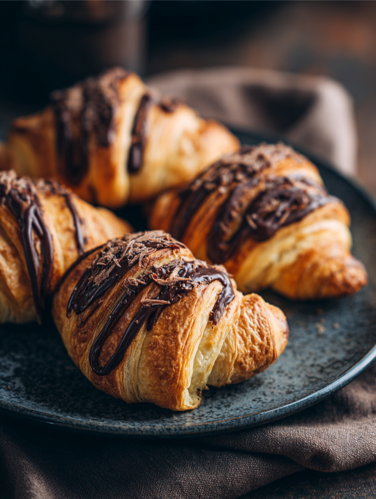 tk croissants mit schokolade, frisch gebacken in der heißluftfritteuse