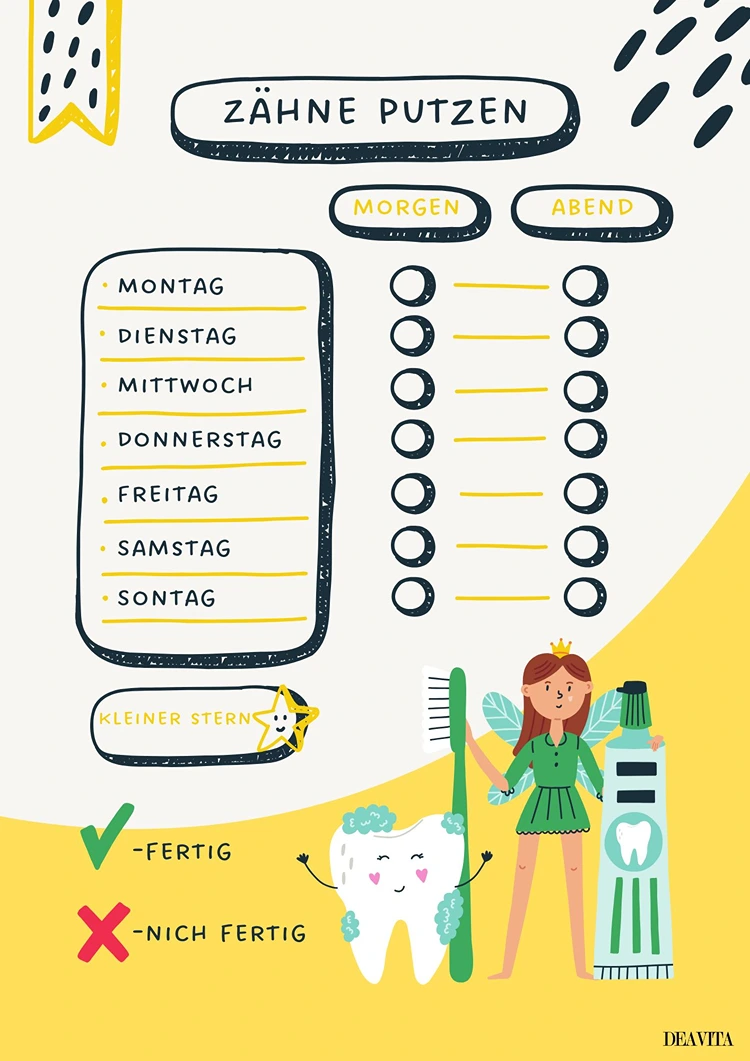 zähne putzen kinder karte pdf kostenlos