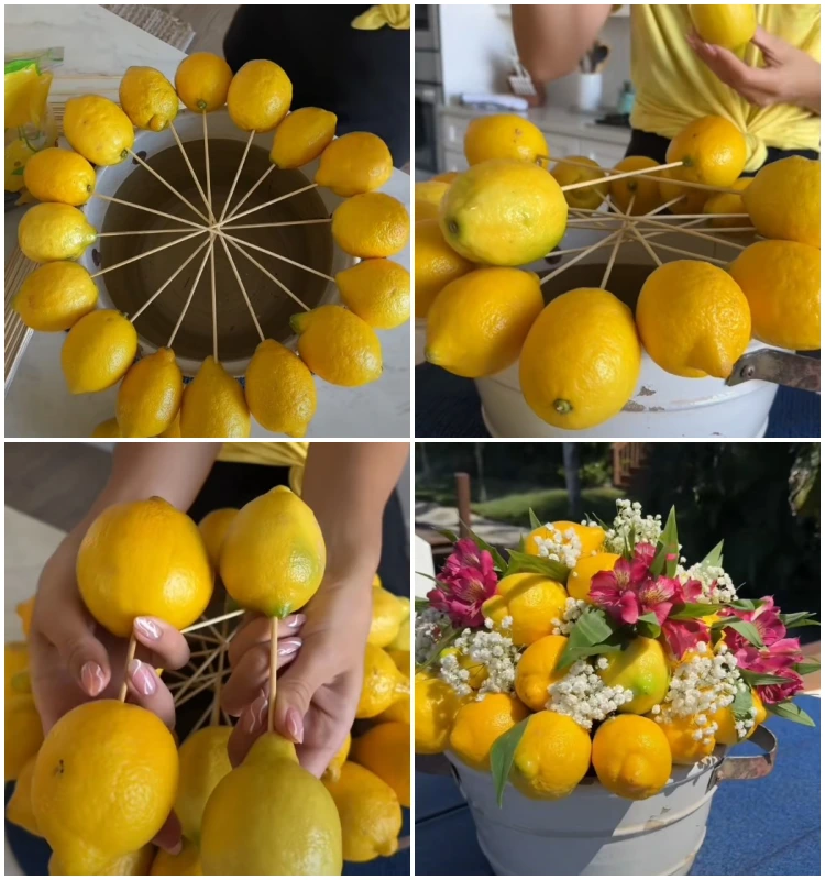 zitronen centerpiece selber machen sommer tischdeko