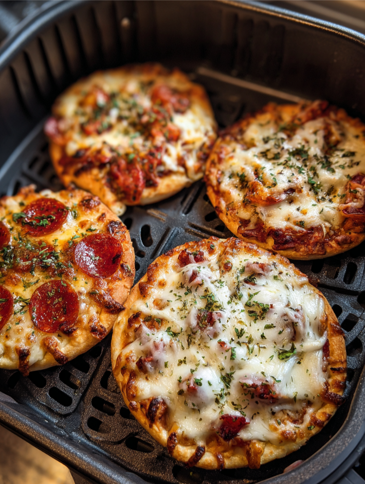 4 kleine pizzen in der heißluftfritteuse