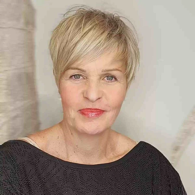 angesagter pixie cut mit seitenpony ab 50 und 60