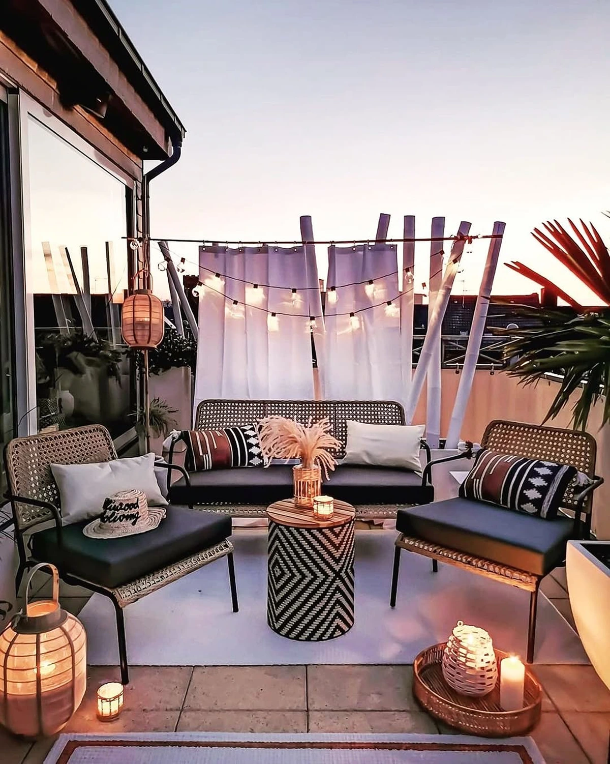 balkon deko lichterkette vintage edison glühbirnen