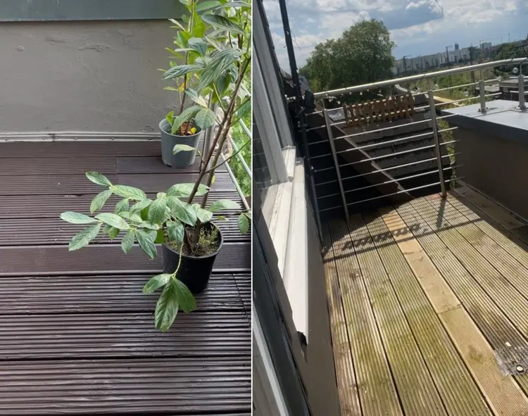 Balkon mit Holzboden aufpeppen mit frischer Lackierung