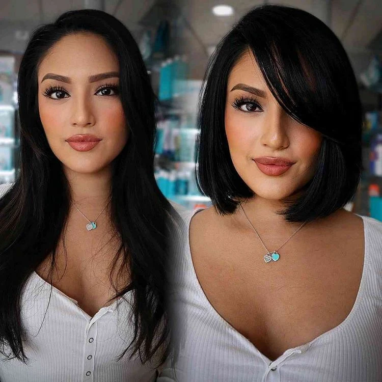 bob cut mit schrägem pony