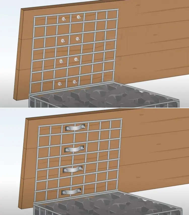 Die Schrauben hinzufügen und die Schellen aufsetzen