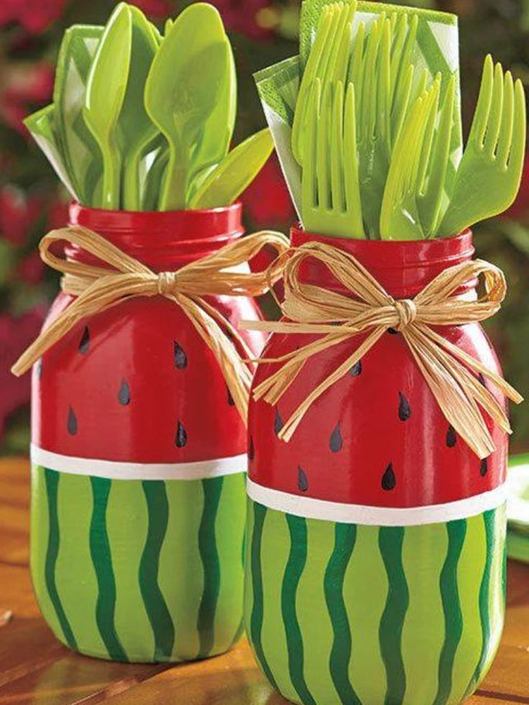 diy besteckhalter wassermelone für grillparty