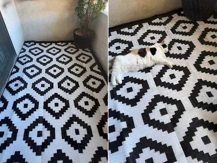 Einen großen Outdoor-Teppich auf die richtige Größe zuschneiden