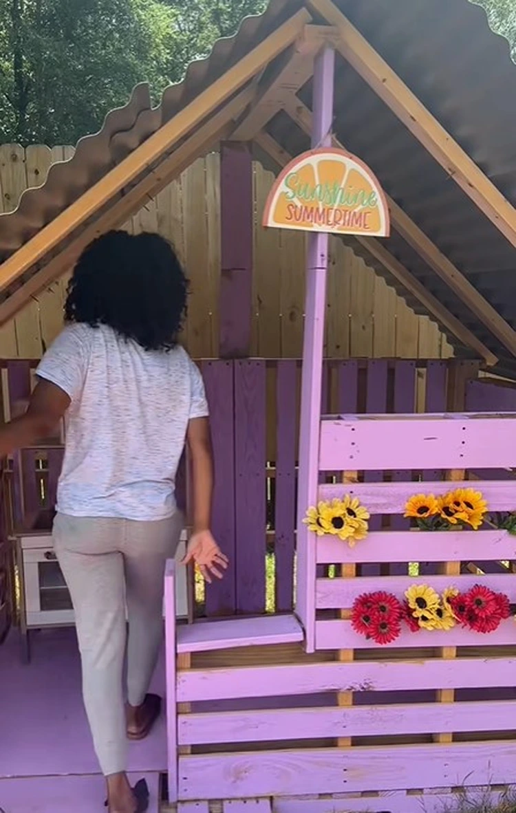 garten ideen mit paletten für kinder spielhaus