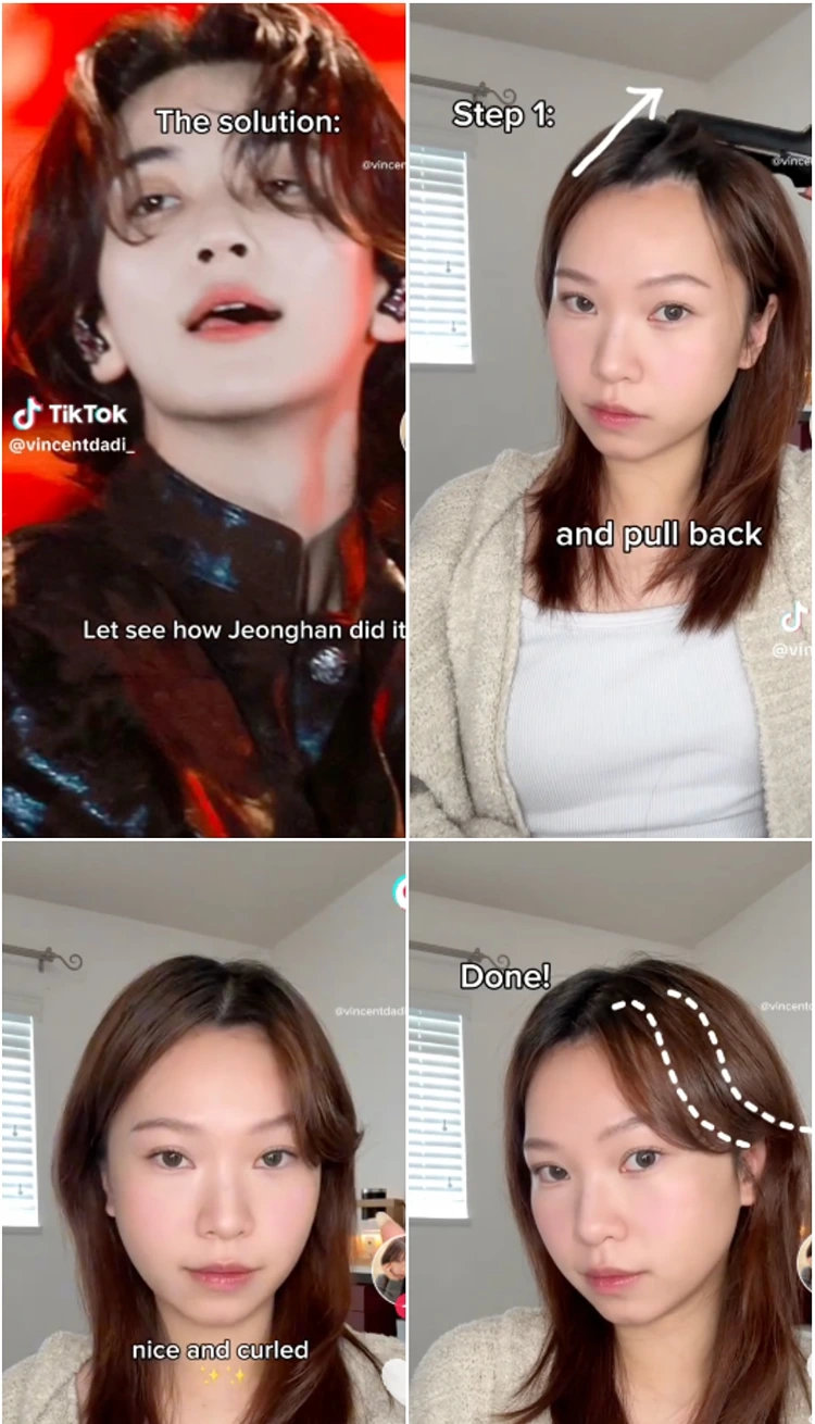 k pop haarschnitt mit pony und mittelscheitel