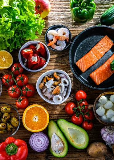 lebensmittel, die die mediterrane ernährung repräsentieren.