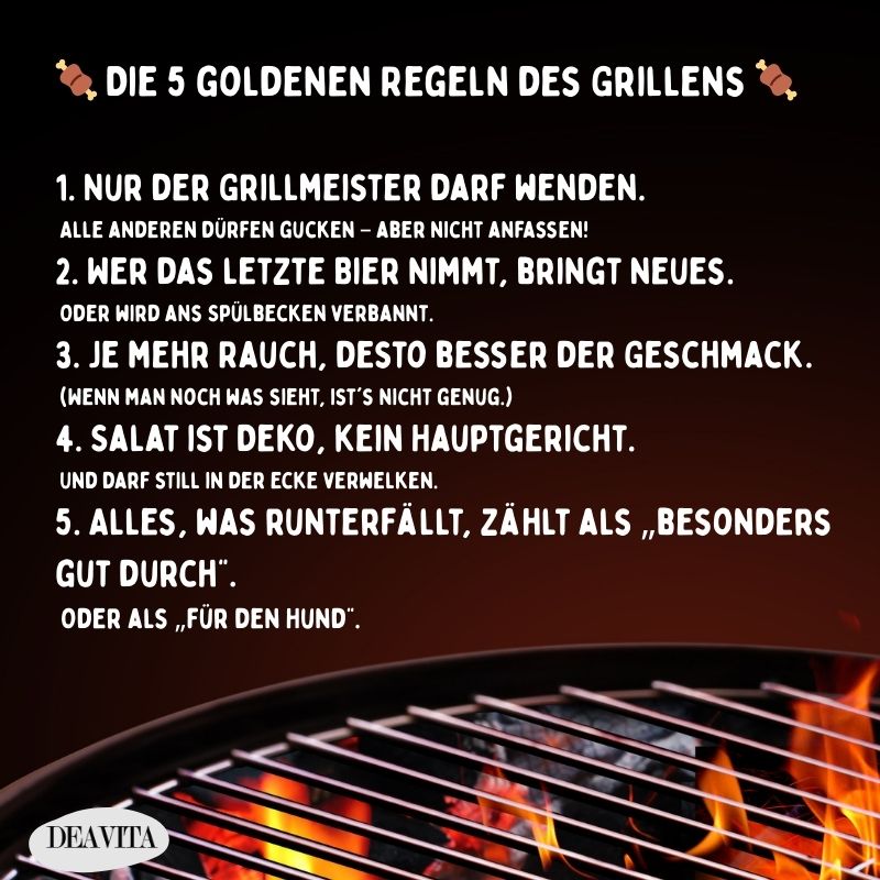lustige bilder sprüche grillen goldene regeln des grillens