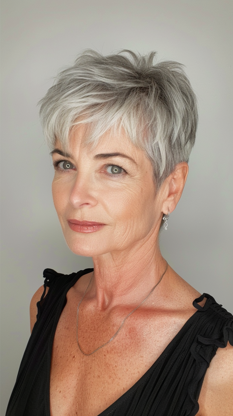 moderner pixie cut für reife frauen mit dünnem haar