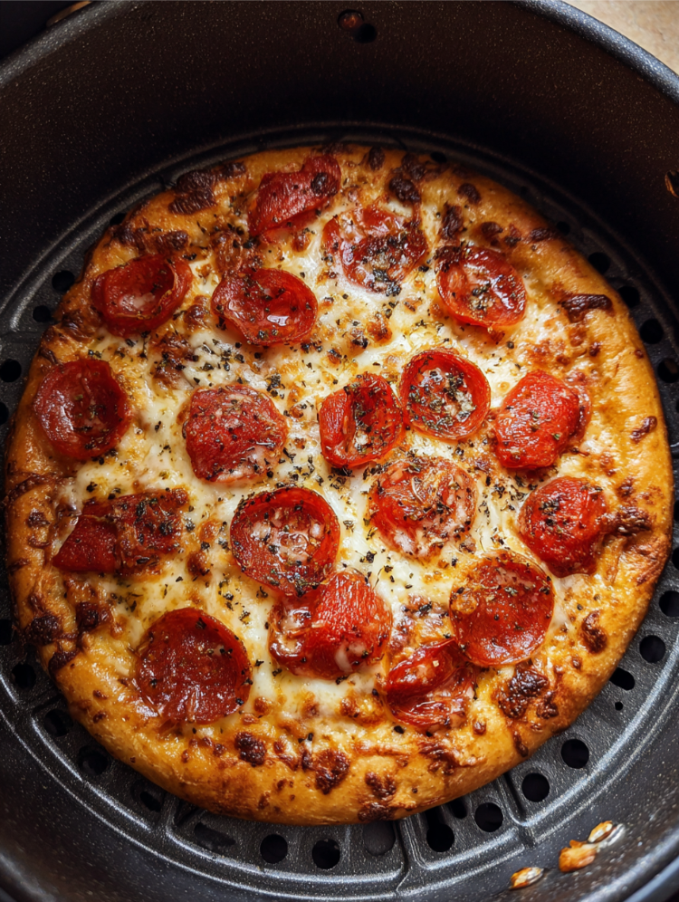 peperoni pizza in der heißluftfritteuse