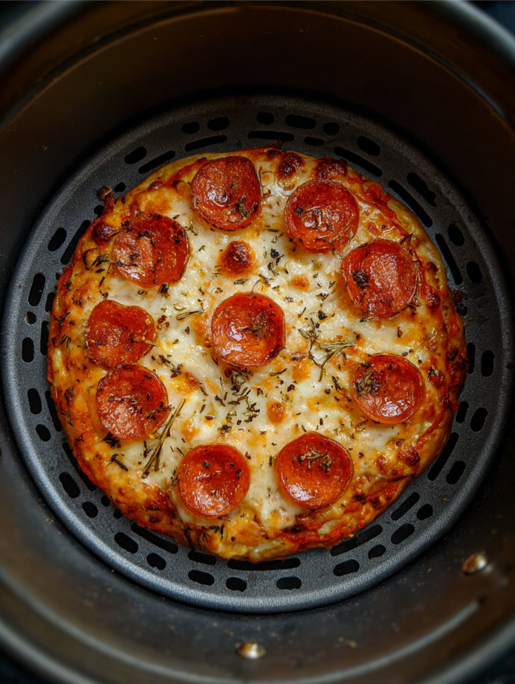 pizza mit peperoni in der heißluftfritteuse