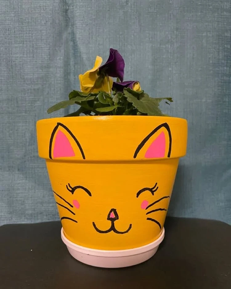 tontöpfe bemalen als tiere niedliche katze