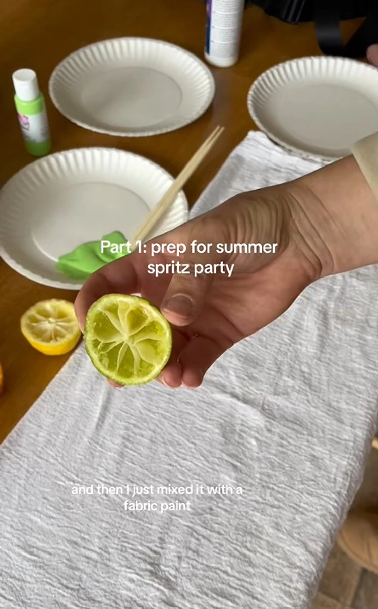 zitrone als stempgel tischdecke dekorieren sommerparty