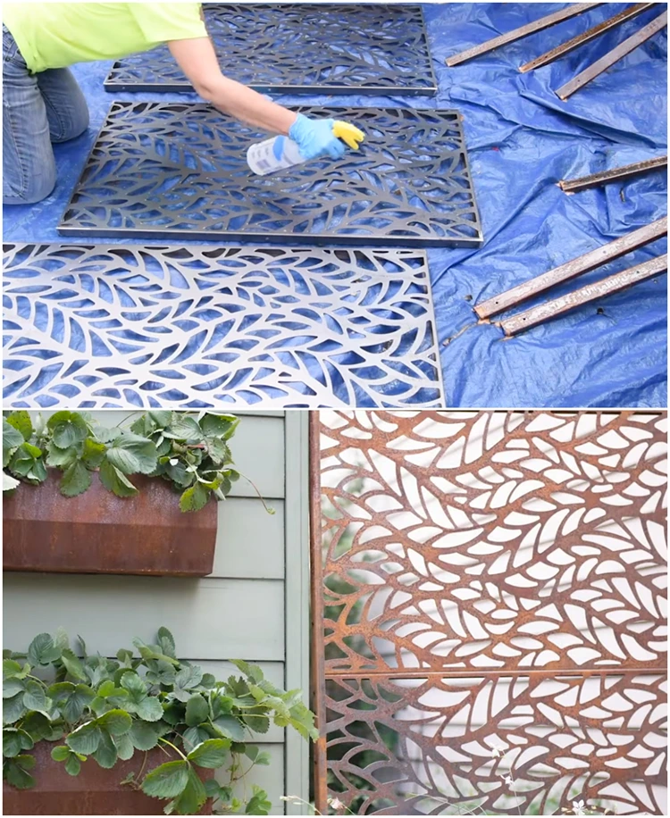 cortenstahl künstlich rosten essig salz methode für filigrane sichtschutzwände