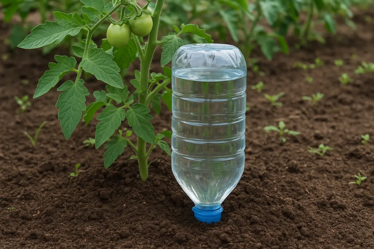 Der Trick mit der PET-Flasche zur Bewässerung der Tomaten im Urlaub