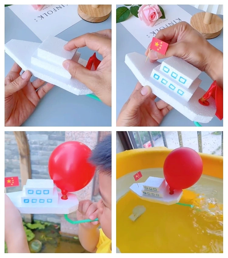 diy styropor boot durch ballon angetrieben