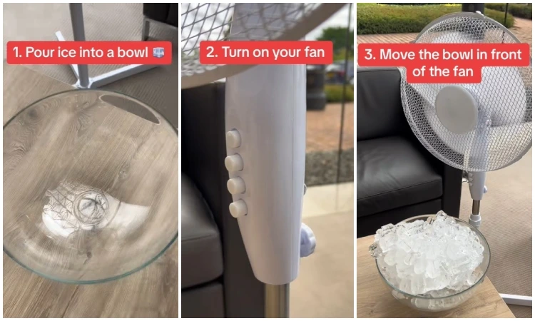 eis schale vor ventilator diy klimaanlage