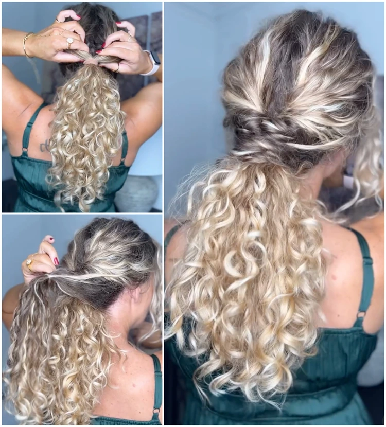 eleganter low ponytail für naturlocken