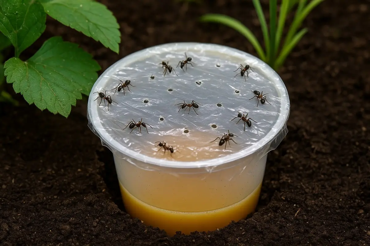 Falle für Ameisen bauen mit Honig oder Zucker und Bakcpulver