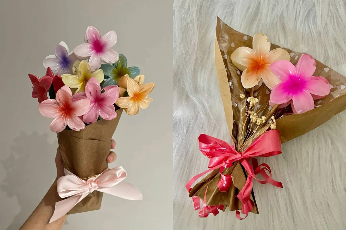 flower claw clip bouquet
