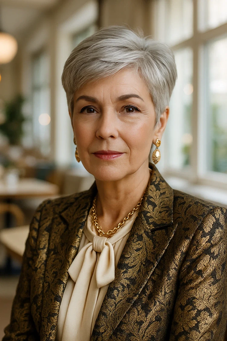 freche frisuren für graue haare ab 60 garson schnitt