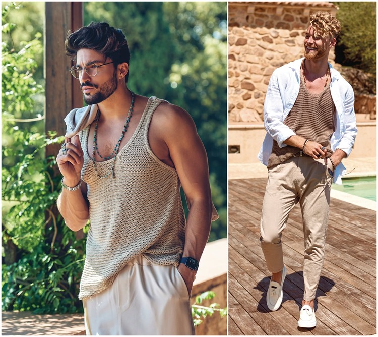 gestricktes tanktop fürs strandoutfit für herren