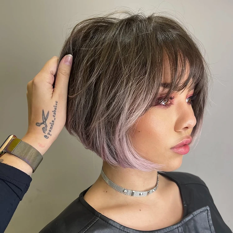 graduierter bob haarschnitt mit bogen am nacken