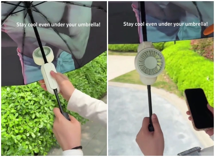 hacks gegen die hitzewelle ansteck ventilator für regenschirm